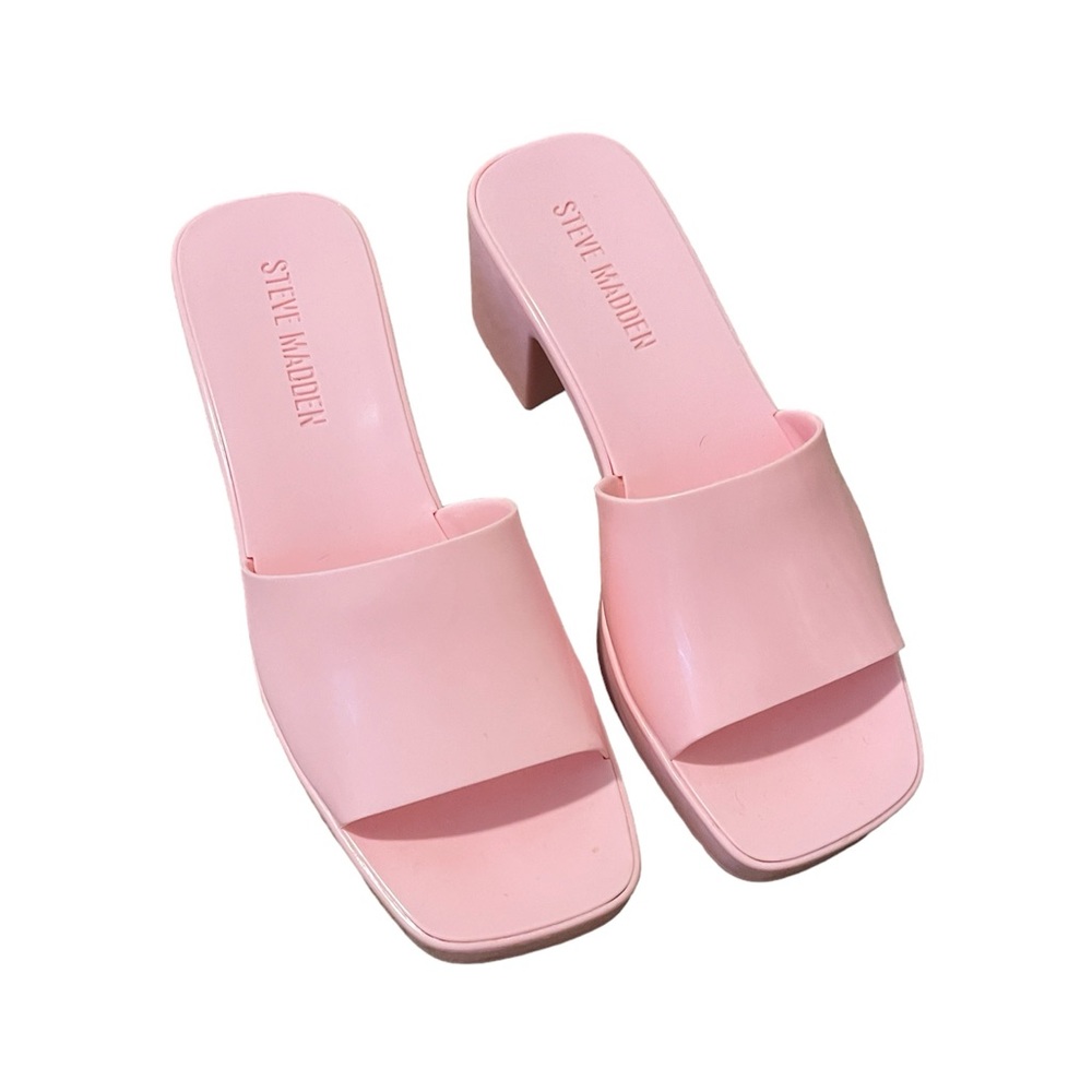 Steve Madden Pink Block Heel Slide Sandals